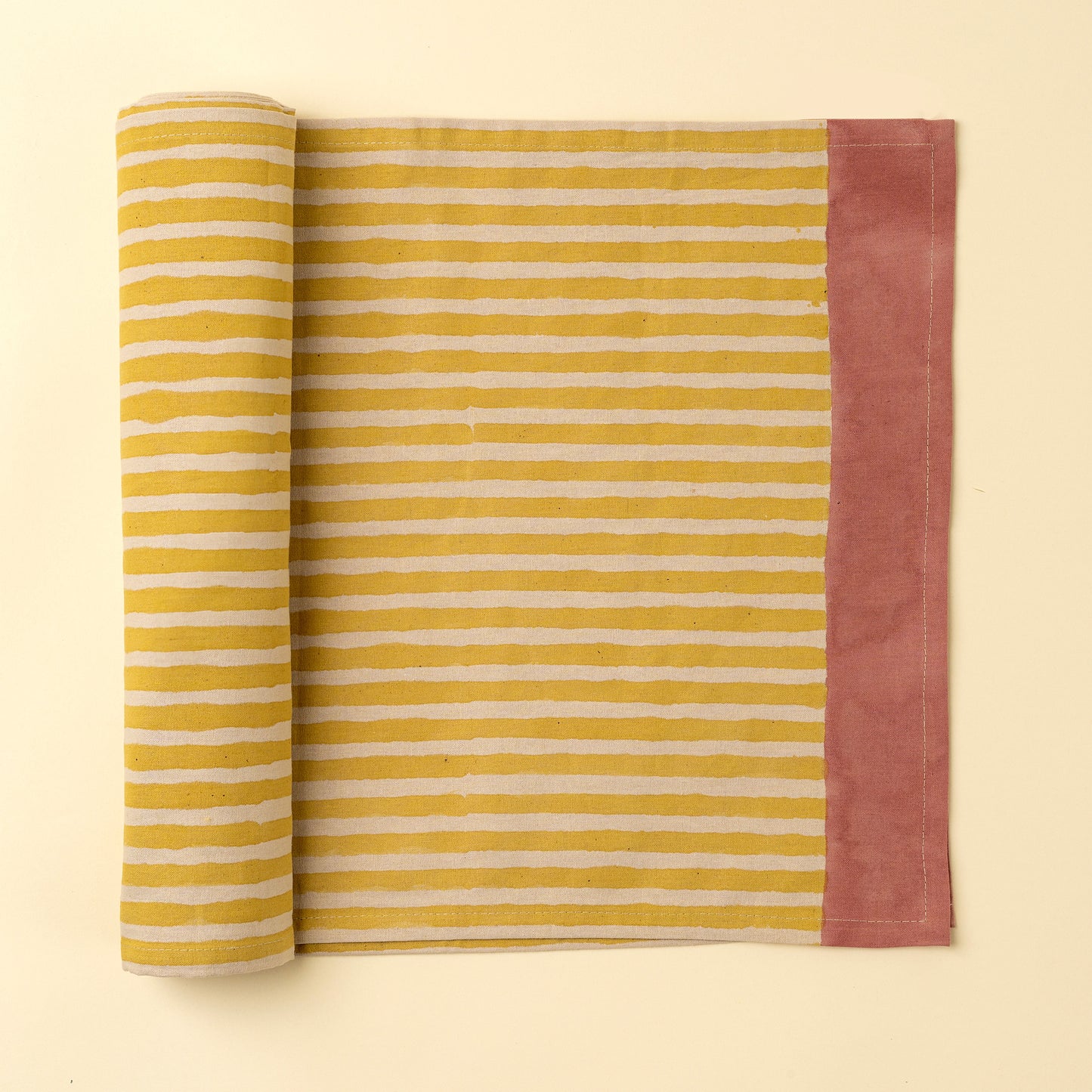 Sun Stripe Block Print Table Runner
