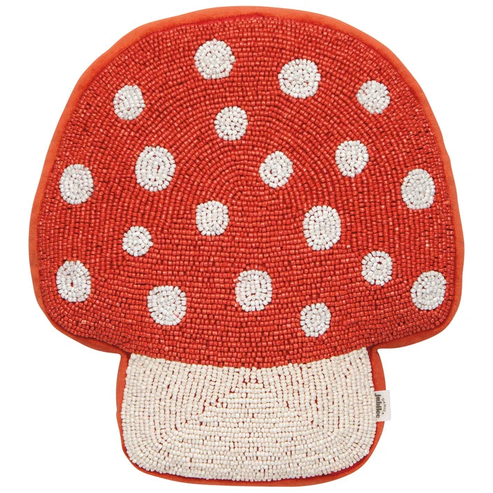 Toadstool Beaded Throw Pillow