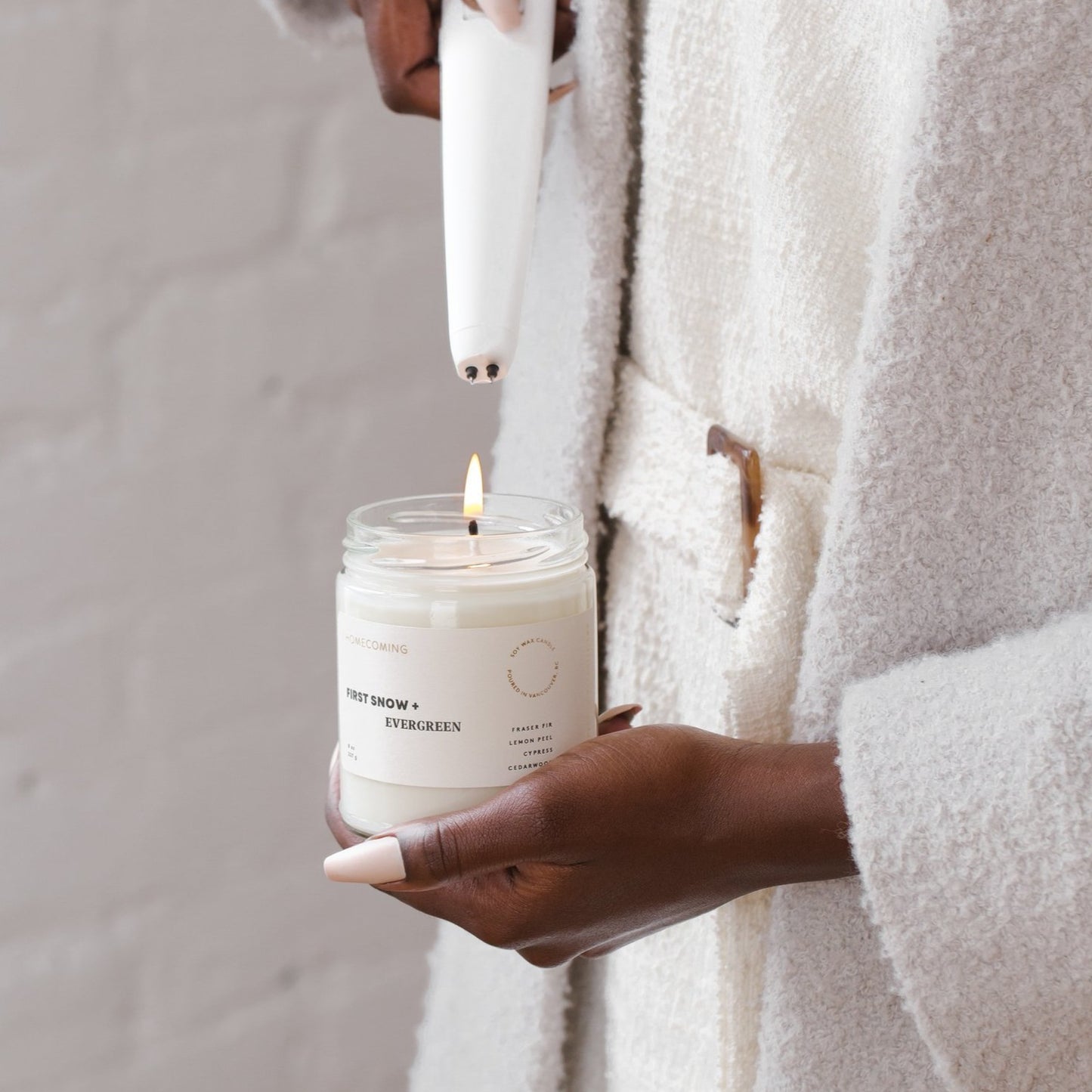 First Snow + Evergreen Candle