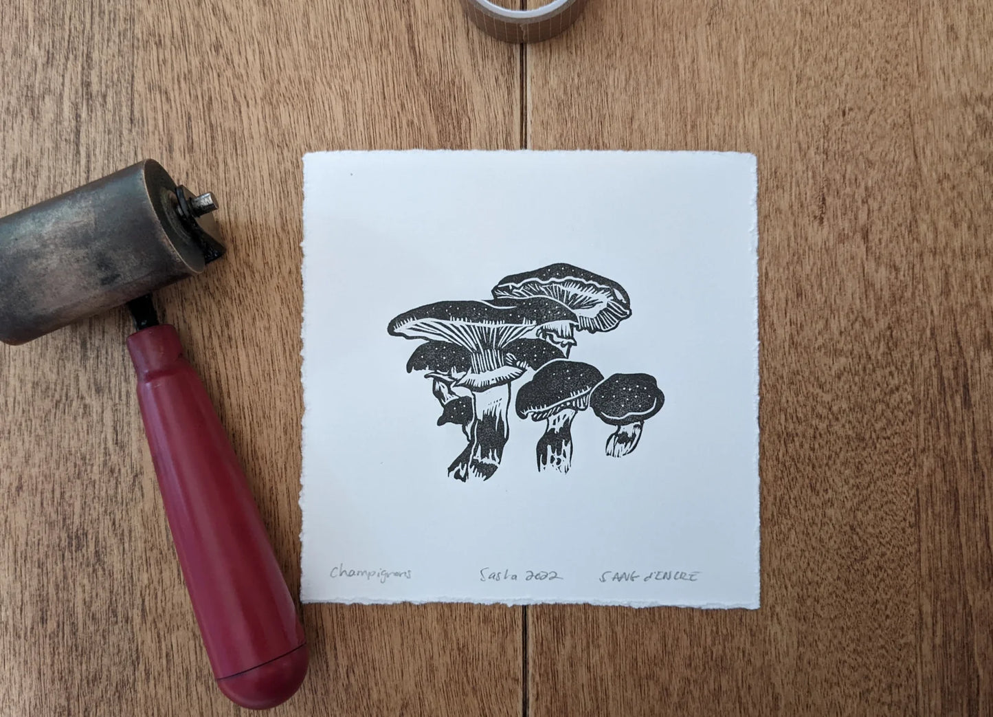Champignons Block Print