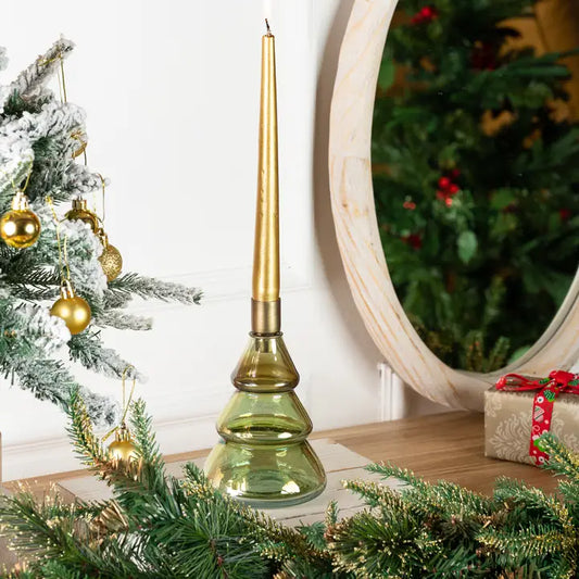 Tinsel Tree Candleholder Green