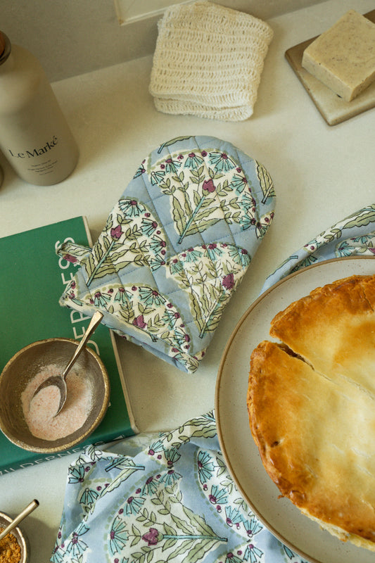 Sakura Block Print Oven Mitt