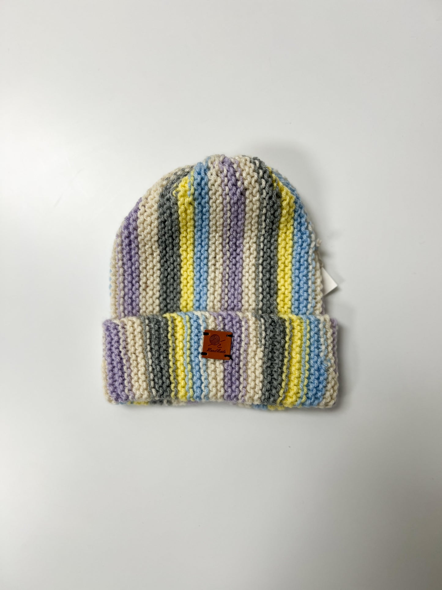 Hand-knit Multicolor Stripe Beanie