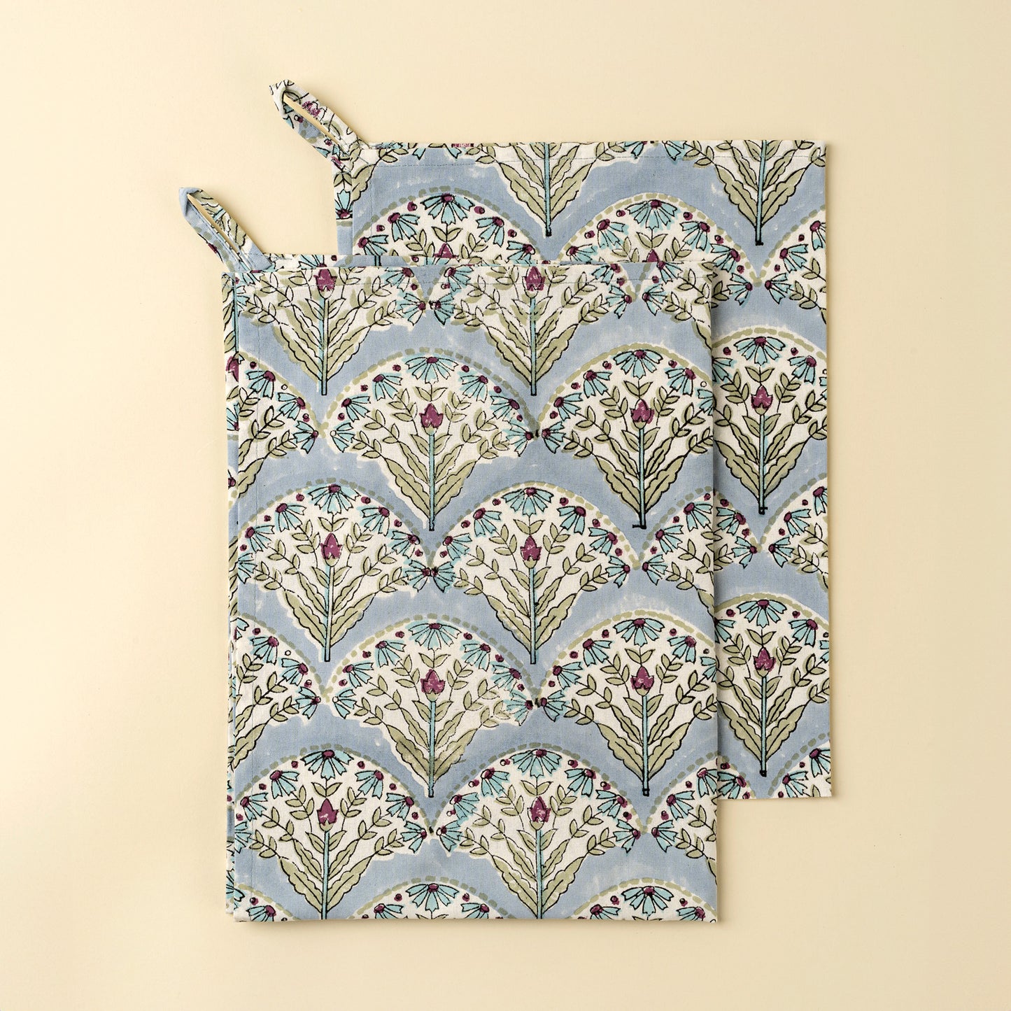 Sakura Block Print Tea Towels