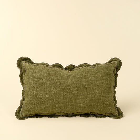 Moss Velvet Scallop Pillow