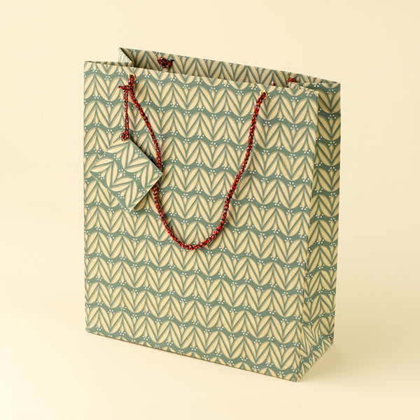 Emerald Laurel Block Print Bag L