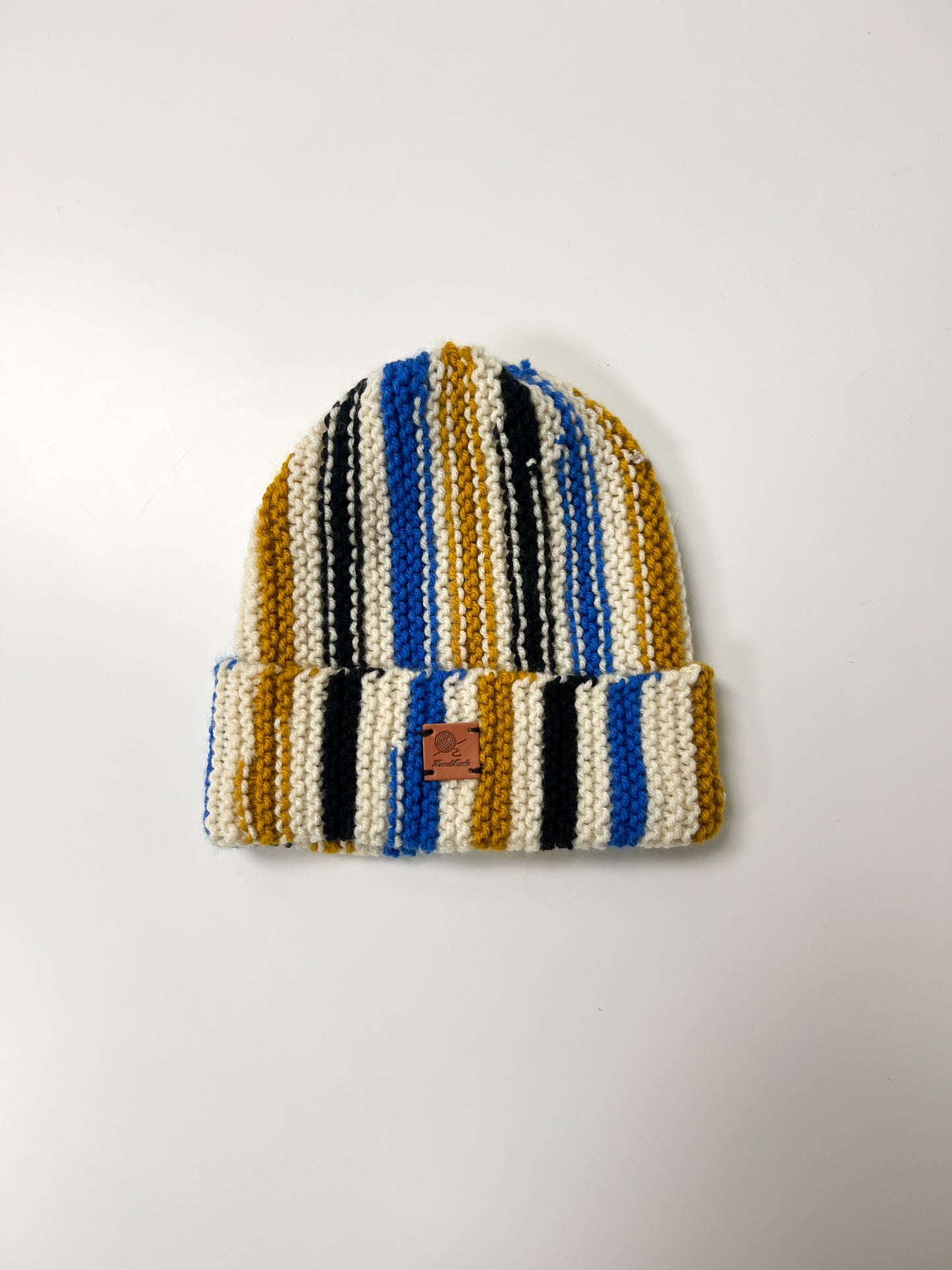 Hand-knit Multicolor Stripe Beanie
