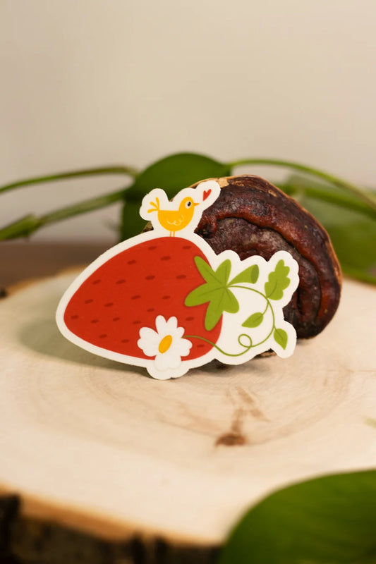 Strawberry and Bird Sticker