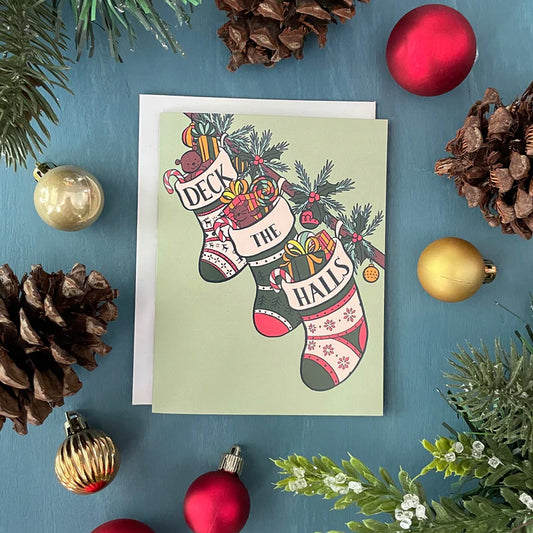 Deck the Halls Stockings Card