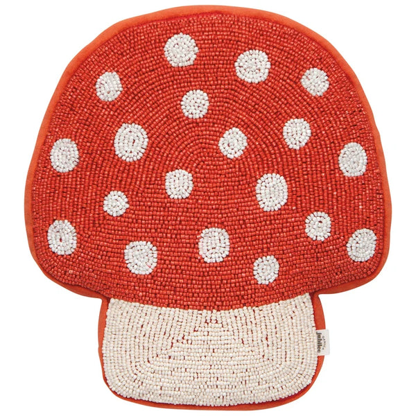 Toadstool Beaded Throw Pillow