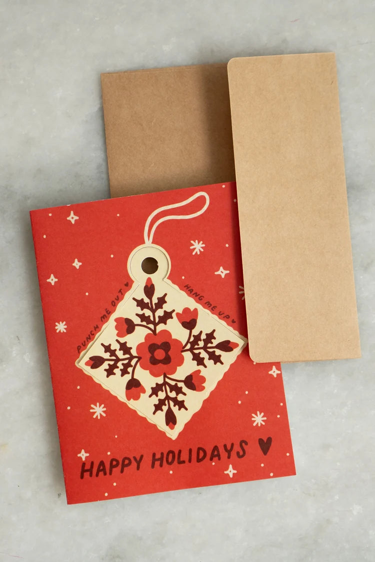 Holiday Quilt Block - Punch-Out Ornament Card