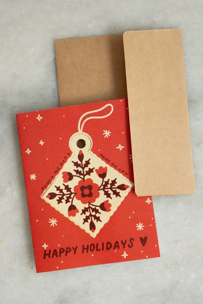 Holiday Quilt Block - Punch-Out Ornament Card