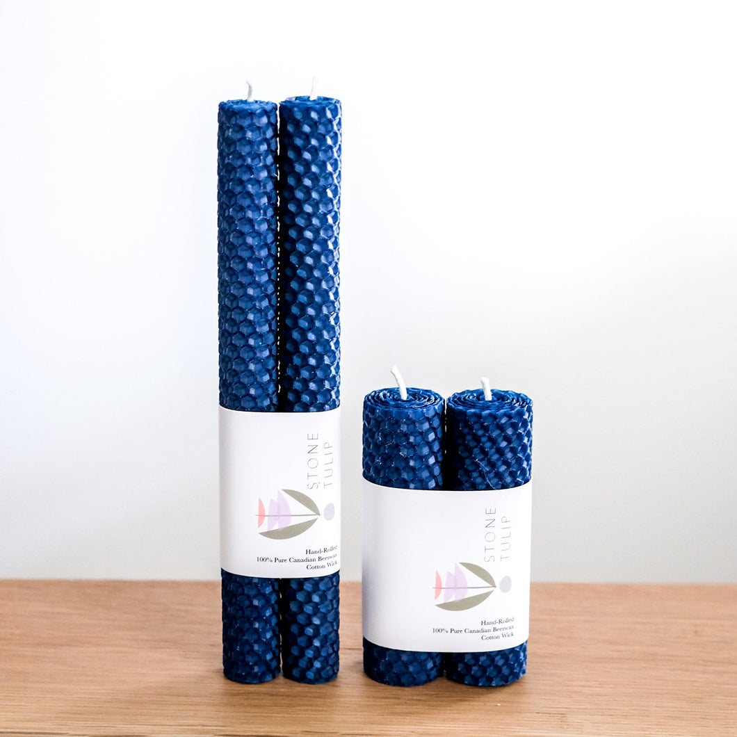 Blueberry Handrolled Beeswax Candles