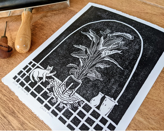 Birds of Paradise Block Print